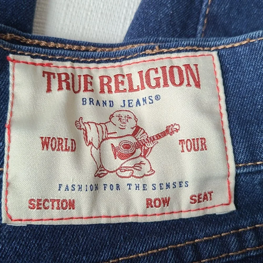 True Religion Ricky Relaxed Straight Denim Shorts Men's Size 36 Blue Stretch